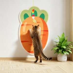 "FHTONGE Self-Adhesive Cat Scratch Pad with Hanging Toy"